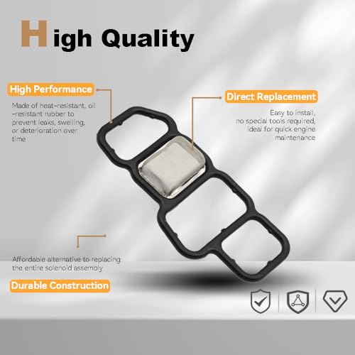 Image of Head Cylinder Solenoid Valve Gasket Set Replacement Compatible with Honda Accord Odyssey Pilot 15826-RNA-A01 91319-PAA-A01 917-174