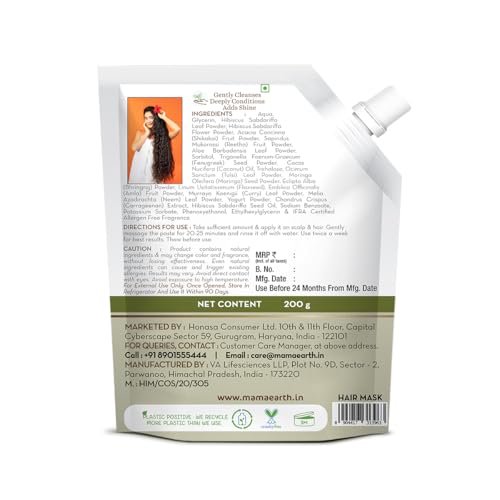 Mamaearth Kerala Thaali Cleansing Pre-Shampoo Hair Mask with Hibiscus, Shikakai, Amla, Flaxseed for Thick & Long Hair 200g | Ready To Use Thali | Gently Cleanses | Adds Shine | 100% Natural Herbs | 12 Potent Herbs