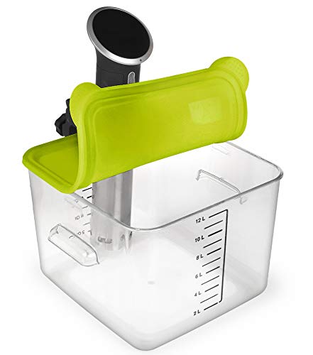 EVERIE Collapsible Silicone Sous Vide Lid Compatible with Anova Cooker and Compatible with Rubbermaid Container 12,18,22 Quart (Side Mount)
