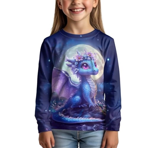 Image of WELLFLYHOM Long Sleeve T-Shirt for Boys Girls 3-16 Years Old Tee Tops Crewneck Pullover Shirts Fall Outfits