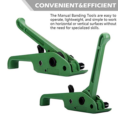 Image of MYFAMIREA Heavy Duty Poly Strapping Tensioner and Cutter Manual Banding Tools Windlass for 1 /2 inch -3 /4 inch Width Polyester Polyproplyn Strap (Jungle Green)