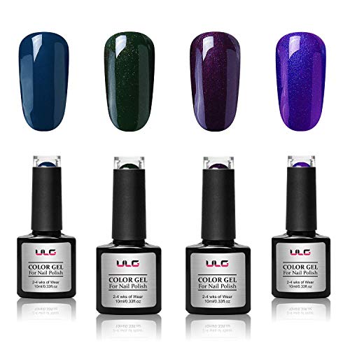 ULG Gel Nail Polish Set - 4 Dark Autumn Fall Winter Colors Collection UV LED Soak Off Gel Polish in Nail Art Box 0.33 OZ 10ML