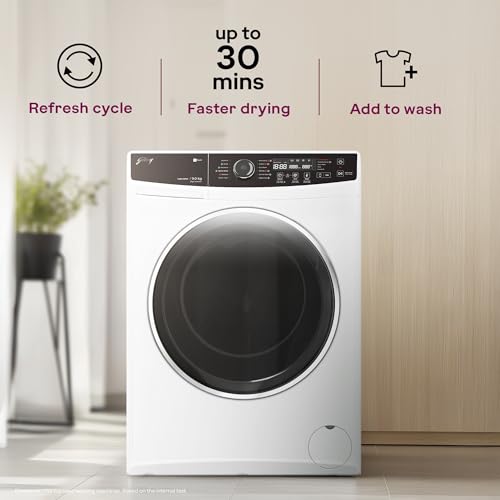 Image of Godrej 9 Kg 5 Star AI Powered, Steam Wash, Digi Inverter Motor, Steam Wash, 1400 RPM Spin Motor, Add To Wash, Fully Automatic Front Load Washing Machine (WFEON ZUS 9014 5.0 IDCRM GLWH, Glacial White)
