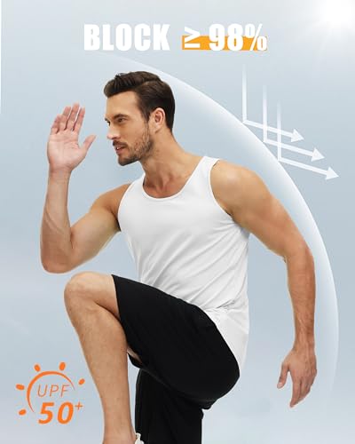 MAGCOMSEN 3 Pack Men's UPF 50+ Tank Top Quick Dry Summer Workout Muscle Sleeveless Shirts for Swim Beach Bodybuilding2