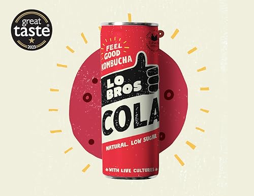 Lo Bros Kombucha Cola - Low Sugar 12x 250ml – Vegan, Gluten Free, Low Sugar, Live Cultures