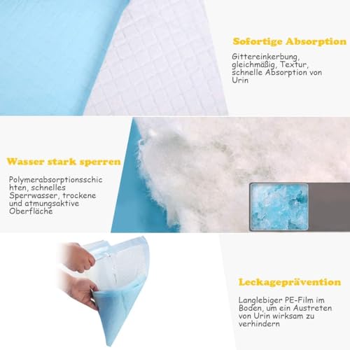 FANTASK Welpenunterlagen Puppy-Pads, 100 Stück, Trainingsunterlagen Hunde, Trainingspads Welpen, Auslaufsicheres 5-lagiges Design, Hygieneunterlagen Einwegpads PIPI-Pads, 60 x 90cm