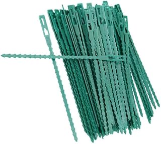 Pack of 100 Green Durable Plastic Self Locking Cable Garden Plant Ties 17.5cm Reusable Flexible Support Twist