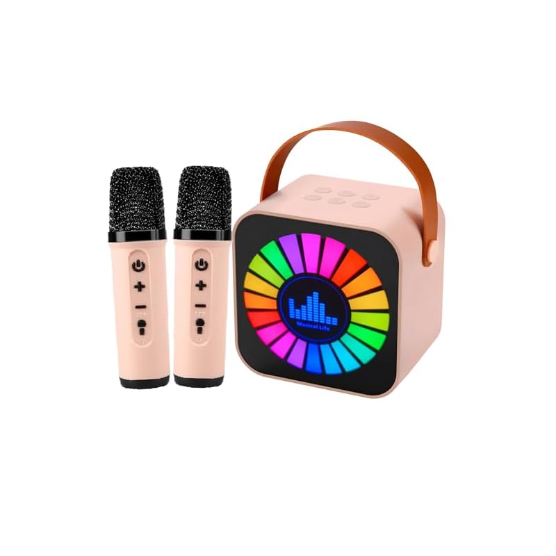 Kids Karaoke Machines 2 Microphones, Mini Wireless Bluetooth Microphone for Children, Presents for Kids Ages 4-12, Christmas Stocking Fillers Gifts Fo
