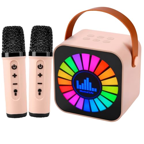 Mini máquinas de karaoke para niñas, máquina de karaoke con 1 micrófono inalámbrico, reproductor de música portátil con altavoz inalámbrico Bluetooth, regalos de cumpleaños para edades de 4, 5, 6, 7