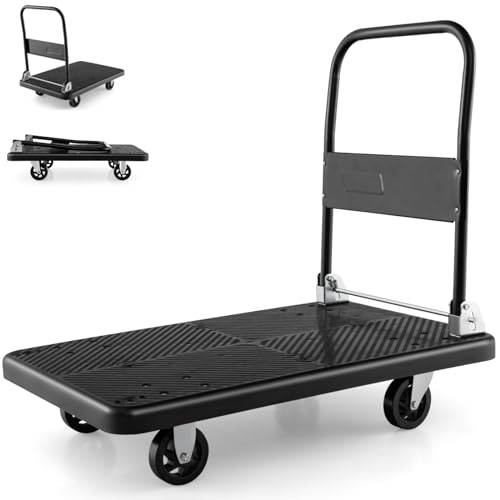 Carrello da cucina pieghevole con ruote, carrello con piattaforma resistente, per casa, supermercato, magazzino e trasloco