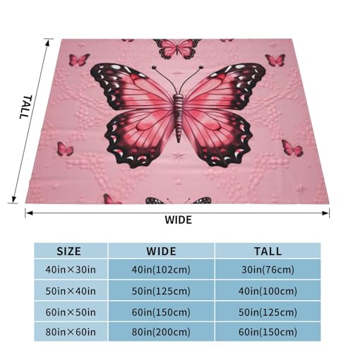 Couverture micro polaire rose papillon, plaid doux et chaud - 3