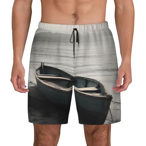 Men's Swim Trunks Quick Dry Board Shorts Boat by The Sea Beach Shorts with Pocket Bathing Suits for Men