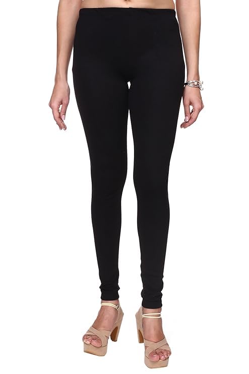 Image of Women's Premium Stretchable Cotton Leggings | Soft Slim Fit Ankle Length Churidar Pants for Casual, Ethnic, Office & Daily Comfortable Wear (Pack of 1)