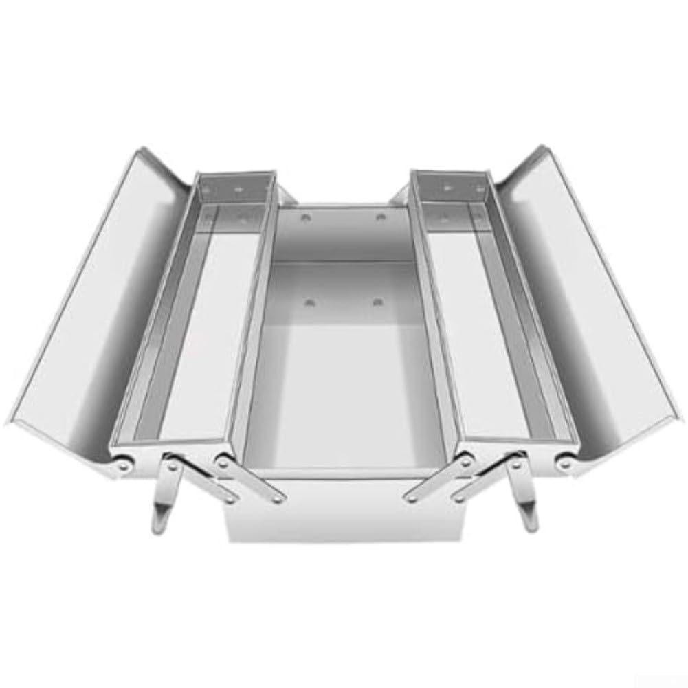 Caja de herramientas de metal de tres capas, multifuncional plegable montado en vehículo taller de almacenamiento de acero inoxidable engrosado de grado industrial (A)
