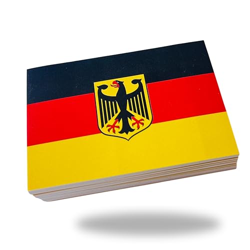 Deutschland Aufkleber Flagge mit Bundesadler - 100 Stück Deutschland Sticker 8,5cm Deutschlandfahnen mit Adler | Aufkleber für Auto, Stadion, Heimat oder als AfD Sticker