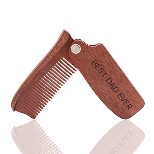 MiDube Folding Beard Comb Wooden Sandalwood Fine Tooth Folding Brush Men's Hair Beard & Mustache Comb Dad's Unique Birthday Gift Pocket Sized Easy Carry