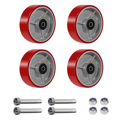 HANDSAMMU 6 Inch Heavy Duty Replacement Caster Wheels-1200LBS Capacity per Wheel, Polyurethane on cast Iron Wheel -1/2
