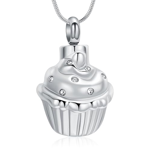 Oinsi Cupcake Stainless Steel Cremation Containers Jewelry for Memorial Ashes Necklace +Filling Kits