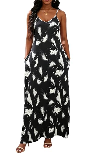 Image of vunahzma Womens Casual Fashion Sleeveless Plus Size Loose Long Sexy Maxi Dress with Pockets