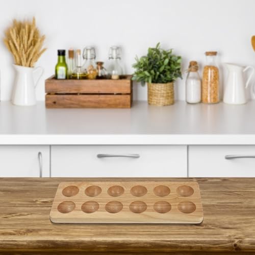 Soporte de huevos para almacenar en nevera con base de madera y diseño protector 6