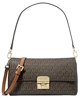Michael Kors Women's Addie Medium Convertible Pouchette Crossbody Bag, Gold-Tone Hardware/Brown/Acorn