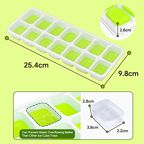 Image of Ice Cube Trays 4 Pack, Airabc Silicone Ice Cube Trays with Removable Lid, Easy-Release Flexible 14-cube Ice Trays, LFGB Certified and BPA Free, Stackable Ice Trays with Covers for Cocktail, Freezer