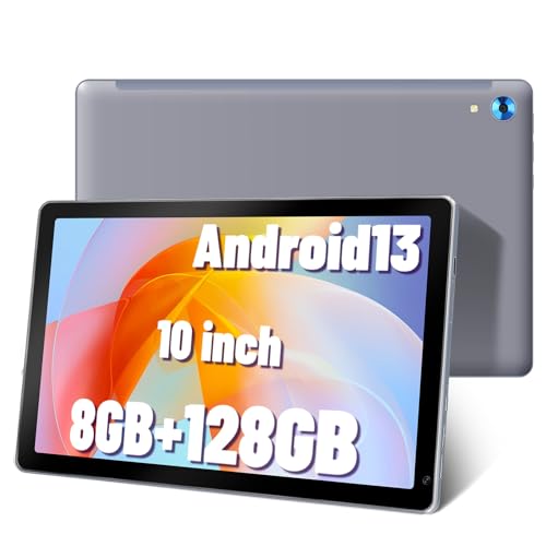 FYMLCPFY Tablet 10 inch, Android 13 Octa-Core Processor Tablet with 8+128GB Storage, TF 1TB, Dual 5MP+8MP Camera, WiFi 6, Bluetooth 5.0, 5000mAh Battery, Performance Tablet (Grey)