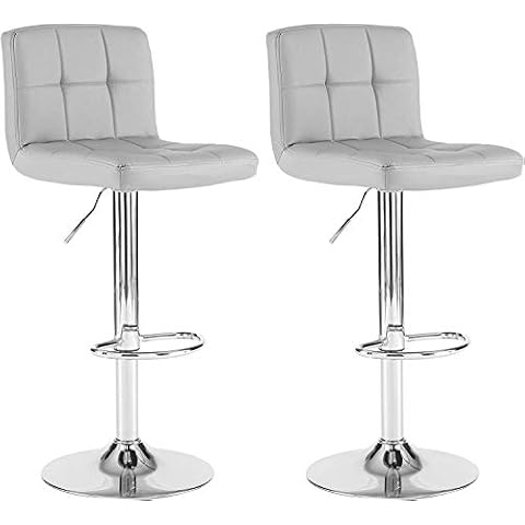 Neo® 2 x Cuban cromo & Gas Lift Swivel Faux Leather Kitchen Breakfast Bar taburete (gris) Cover
