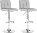 Neo® Lot de 2 tabourets de bar cubains chromés avec vérin à gaz en similicuir Gris