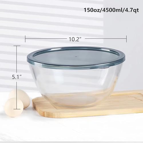 Bowl de vidrio grande 4.7QT con tapa miniatura 2