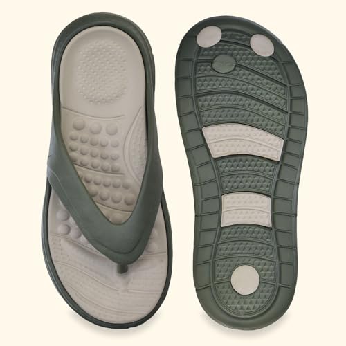 Image of YOHO Snugly Flip Flops for Men | Orthopedic Slippers & Relieving Acupressure | Waterproof Monsoon Footwear | Dual-Tone Design