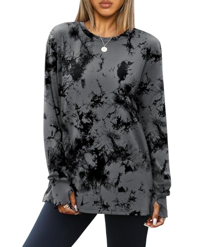 OFEEFAN Oversized Tshirts for Women Thumb Hole Long Sleeve Workout Tops Crewneck Tee Y2K Clothes Fall Fashion Clothing3