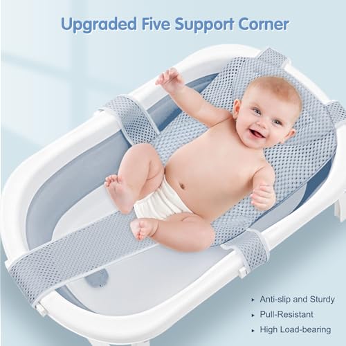Image of Colorlife Baby Bath Seat Support Net Infant Bathing Seat Support Mat, Adjustable Comfortable Non-Slip Five-Pointed Baby Shower Net Bathtub Sit Up Mesh for Newborn 0-12 Months-Grey(No Bathtub)