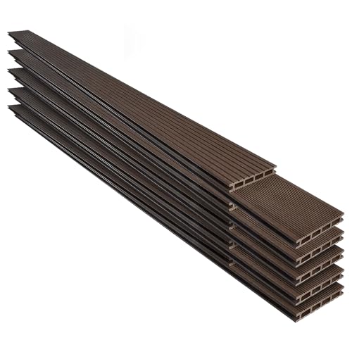 Frankystar Kaido - Set di 5 Doghe Pavimento da Esterno 150x75 cm per Giardino Patio Terrazza Pavimentazione in WPC Teak