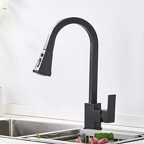 Robinet de cuisine noir rotation 360° à double jet pour évier moderne
