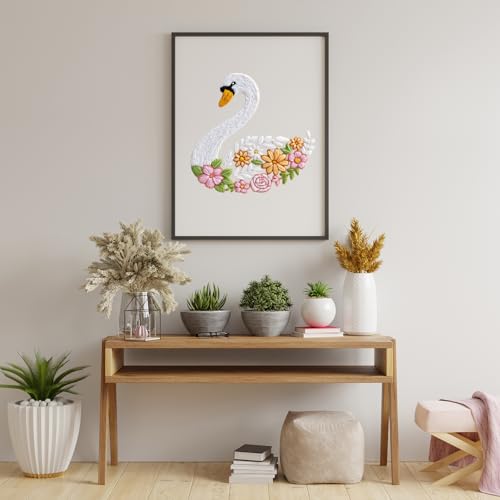 Image of Louise Maelys Swan Floral Embroidery Kit for Beginners DIY Gift Set | Cross Stitch Kit for Adults Creates Relaxing Crafts and DIY Needlepoint Kit for Handmade Decor, Gifts and Creative Hobbies