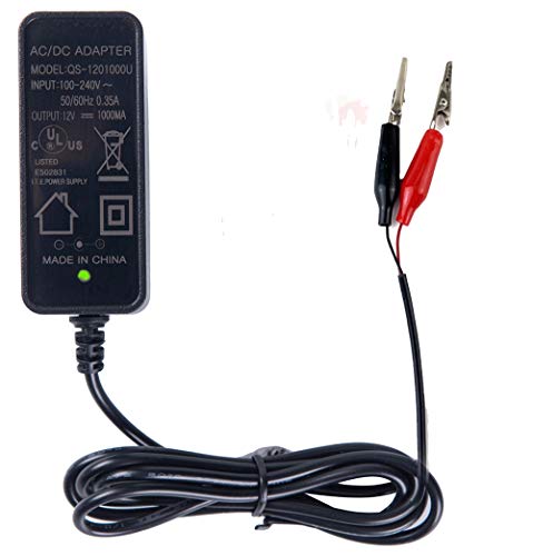 Battery Charger, 12V 1A Portable Lead Acid Battery Smart Charger With Alligator Clips