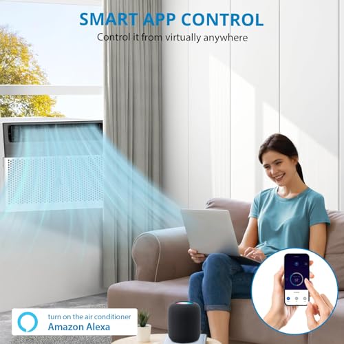Image of Window Air Conditioner 6000 BTU, U-Shaped Design, Ultra Quiet, WiFi Enabled, Energy Efficient, Remote Control, Cools Up to 350 Sq.Ft, White