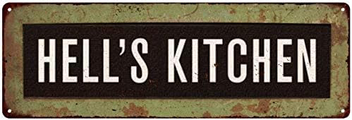 Hell's Kitchen Sign Trolley Bus Roll Decoración Vintage Letreros Decoración de Pared Placa de Estaño Retro Regalo 6 x 18 Acabado Mate Metal