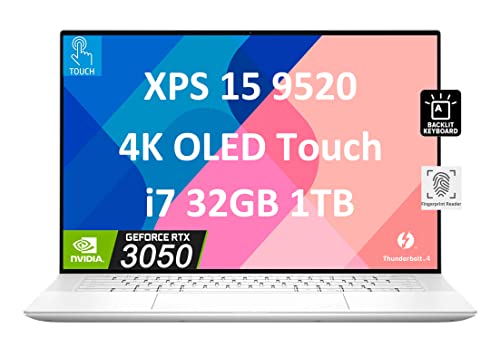 Image of Dell Xps 15 9520 Business Laptop (15.6 inch 4K Oled Touchscreen, Intel Core i7-12700H, 32Gb ddr5 Ram, 1Tb ssd, Rtx 3050 Ti), Backlit, FP, Win 11 Home