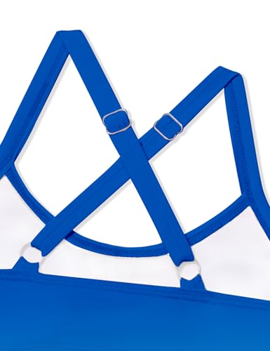 Image of Girl Swimsuit One Piece Cutout Ruched Bathing Suit for Girls Color Block Adjustable Straps Pad Swimwear 9-18y