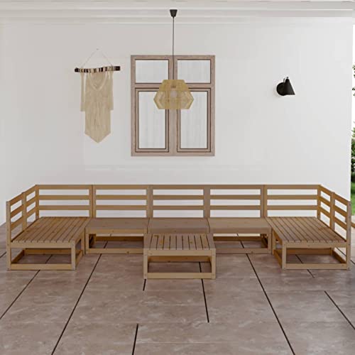 LAPOOH 8-TLG. Garten-Lounge-Set Massivholz Kiefer, Lounge...