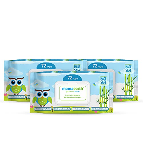 Image of Mamaearth Gentle Cleansing Natural Baby Shampoo, 400ml (White) & India's First Organic Bamboo Based Baby Wipes - Pack of 3 (72x3)