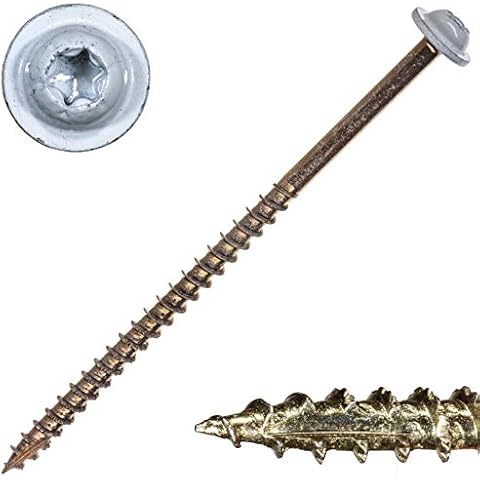 #9 x 3-1/2" Saberdrive White Cabinet Screws 1 LB, Approx. 64 Pieces, Durable Wood Screws, Serrated Thread for Secure Fastening, Avoid Cam Out Cover