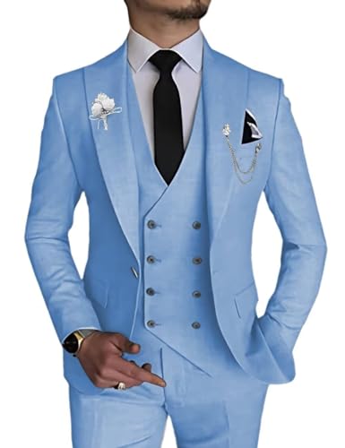 3 Piece Men's Suit for Wedding with Slim Fit Double Breasted Men Formal Suit for Prom Party