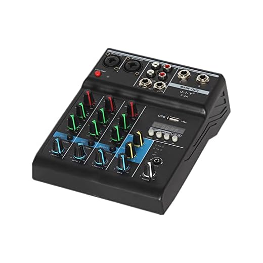 Table de Mixage DJ 4 Canaux Table Mixage Audio USB Alimentation Fantôme 48V Console de Mixage d'Enregistrement pour Ordinateur Microphone Lecteur Mélangeur Audio pour Live Studio Scène