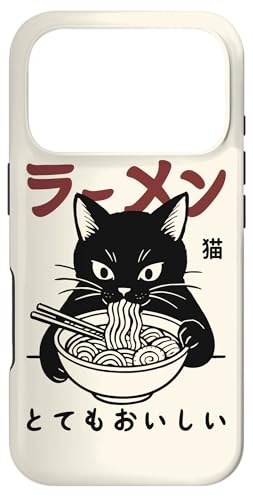 Cat ramen vintage japanese funny retro art anime aesthetic case for iphone 17 pro