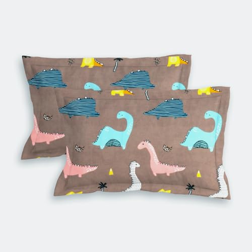 Image of RD TREND Super Soft Printed Microfiber Waterproof Pillow Covers, 18x28 Inch, Set of 2 (2, Multi Dinosaur)