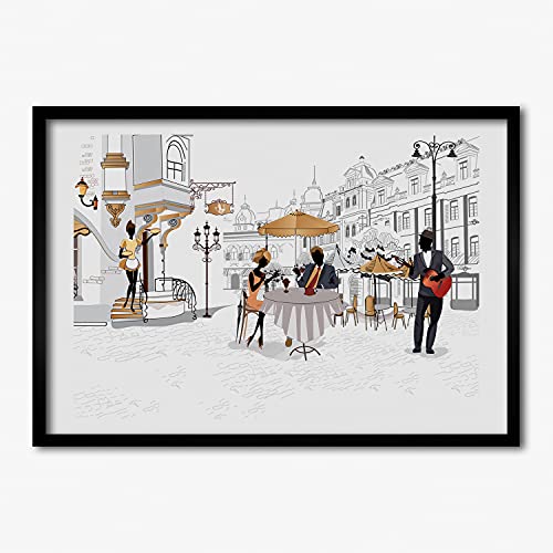 Peinture moderne Tulup avec cadre photo affiche décoratif 70x50 cm tableau en bois kawiarnia