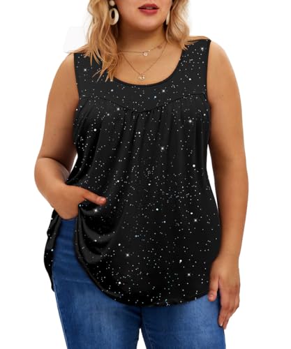 TIYOMI Plus Size Floral Tank Tops for Women Sleeveless Shirts Summer Tunic Tank Tops Flowy Camisoles XL-5XL